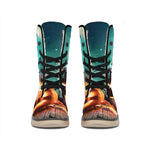 Scary Halloween Pumpkin Print Winter Boots