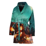 Scary Halloween Pumpkin Print Women's Bathrobe