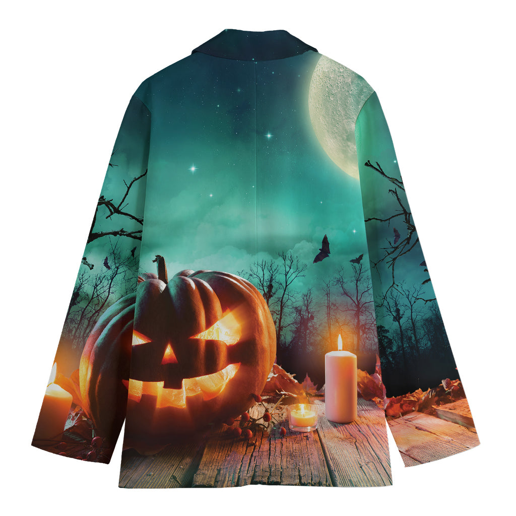 Scary Halloween Pumpkin Print Women's Blazer