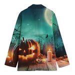Scary Halloween Pumpkin Print Women's Cotton Blazer