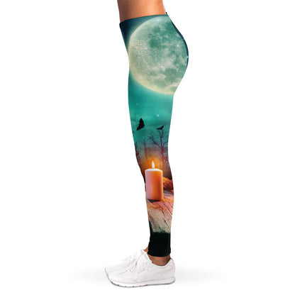 Scary Halloween Pumpkin Print Women's Leggings