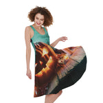 Scary Halloween Pumpkin Print Women's Sleeveless Dress