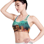 Scary Halloween Pumpkin Print Women's Sports Bra