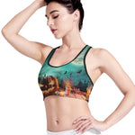 Scary Halloween Pumpkin Print Women's Sports Bra