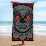 Scary Joker Card Print Beach Towel