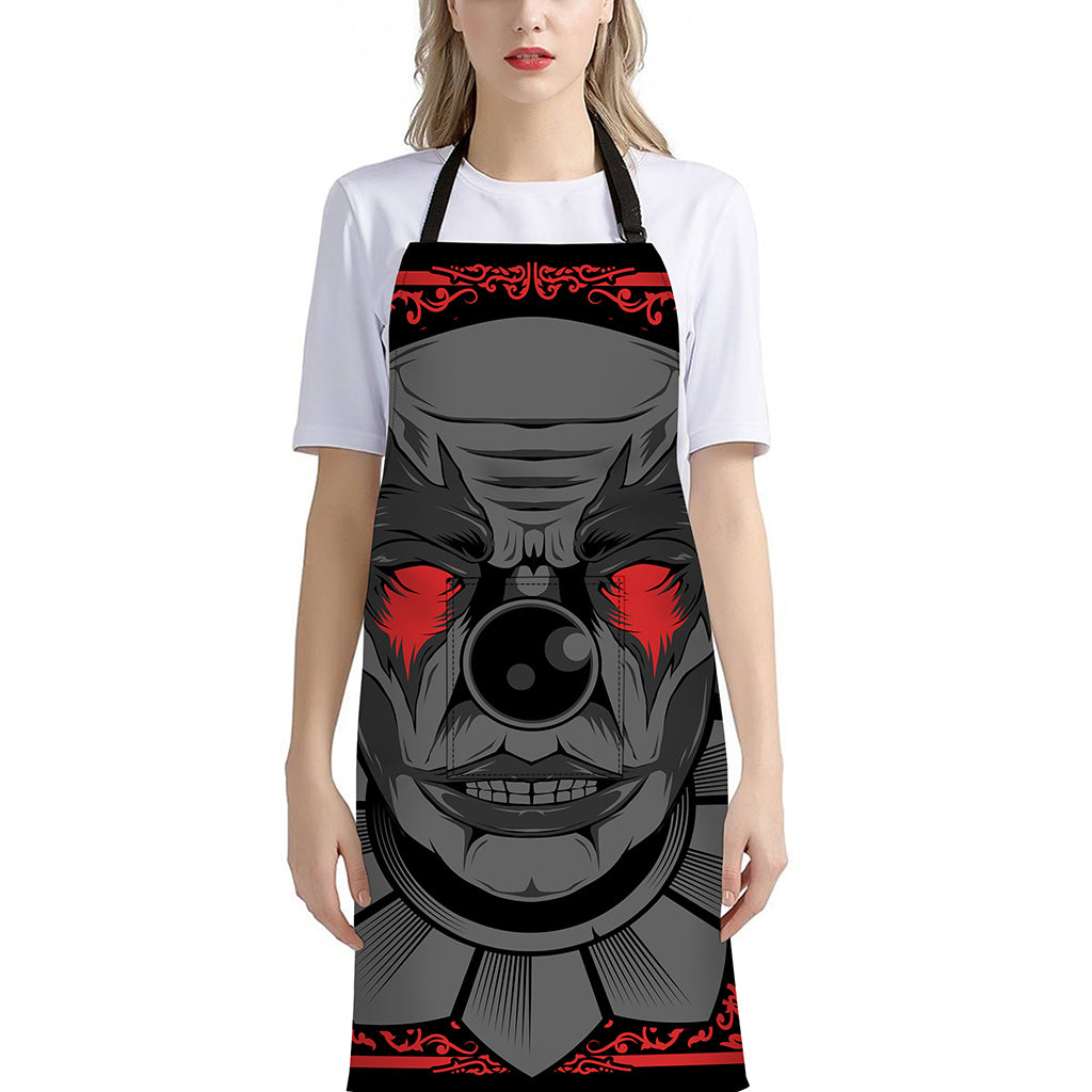 Scary Joker Card Print Bib Apron With Pocket