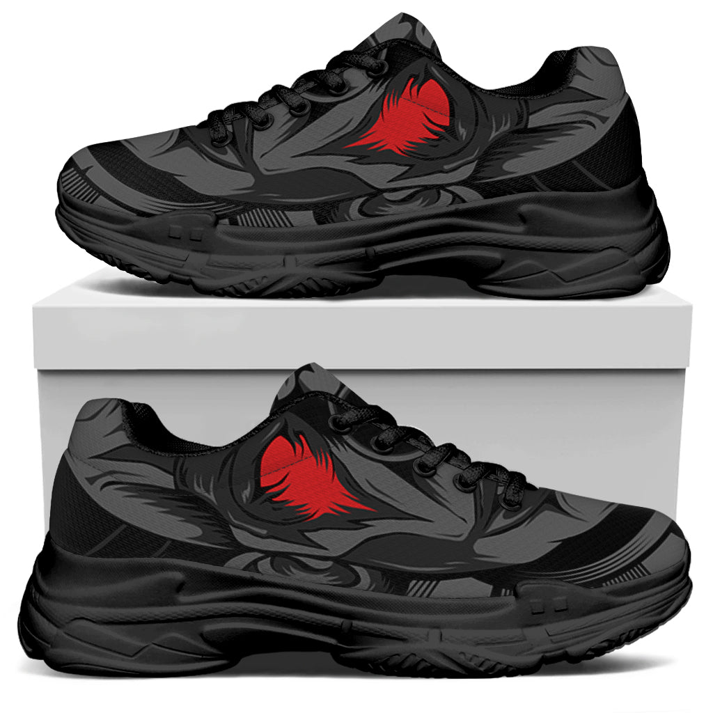 Scary Joker Card Print Black Chunky Shoes
