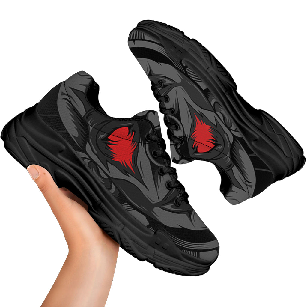 Scary Joker Card Print Black Chunky Shoes