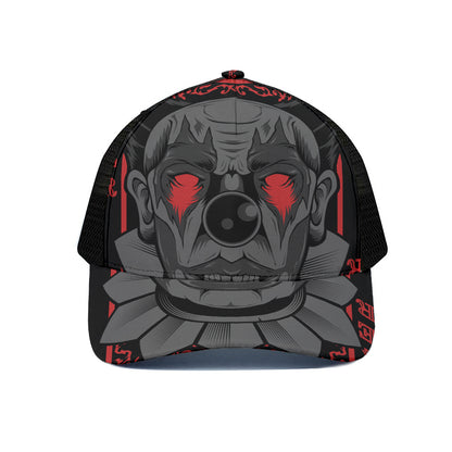 Scary Joker Card Print Black Mesh Trucker Cap