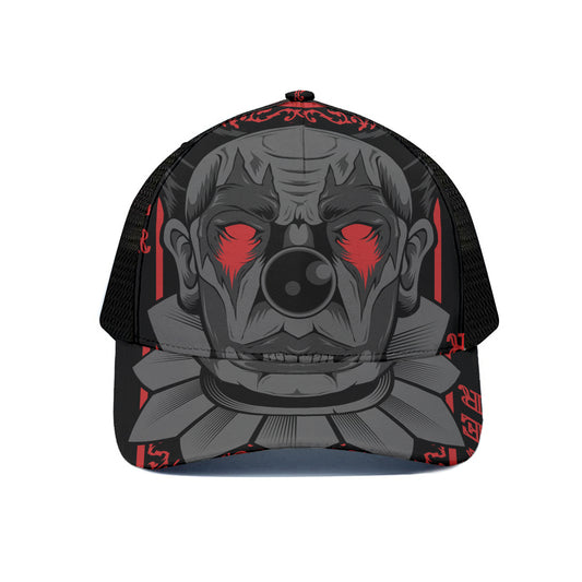 Scary Joker Card Print Black Mesh Trucker Cap