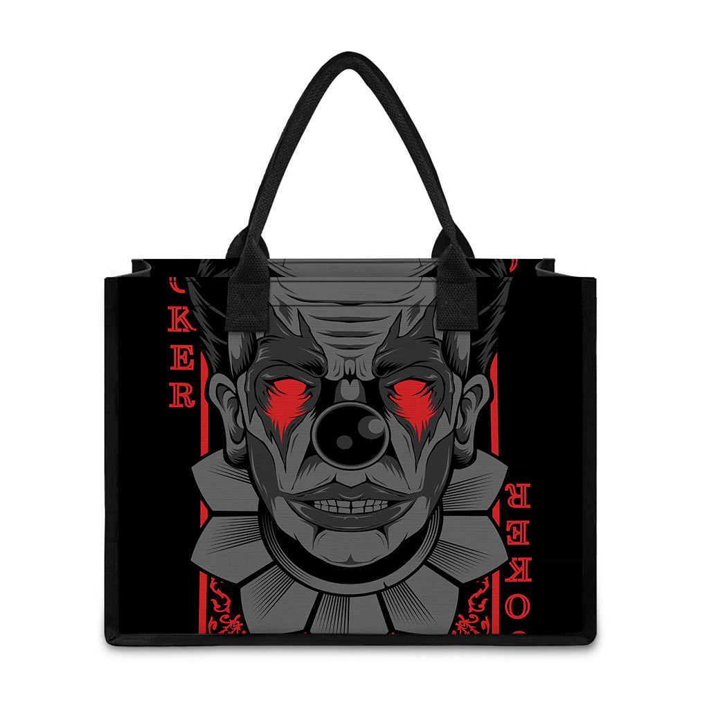 Scary Joker Card Print Canvas Tote Bag