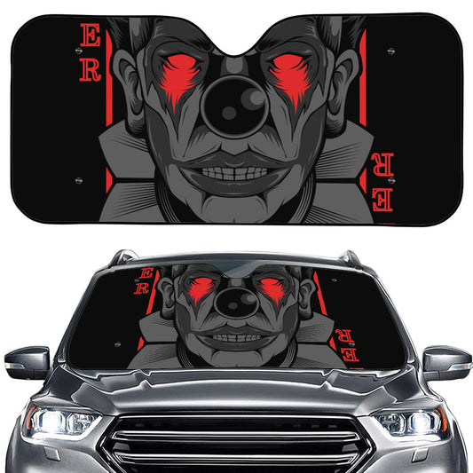 Scary Joker Card Print Car Windshield Sun Shade