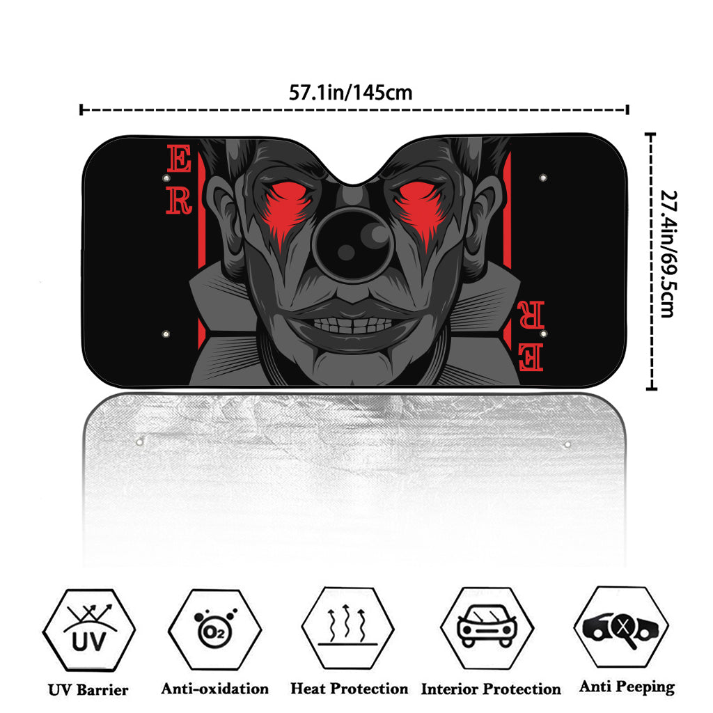 Scary Joker Card Print Car Windshield Sun Shade