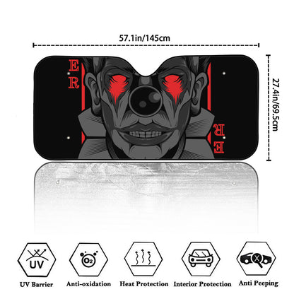 Scary Joker Card Print Car Windshield Sun Shade