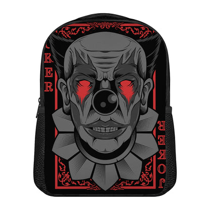 Scary Joker Card Print Casual Backpack