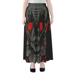 Scary Joker Card Print Chiffon Maxi Skirt