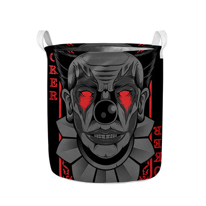 Scary Joker Card Print Collapsible Laundry Basket