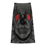 Scary Joker Card Print Cotton Front Slit Maxi Skirt