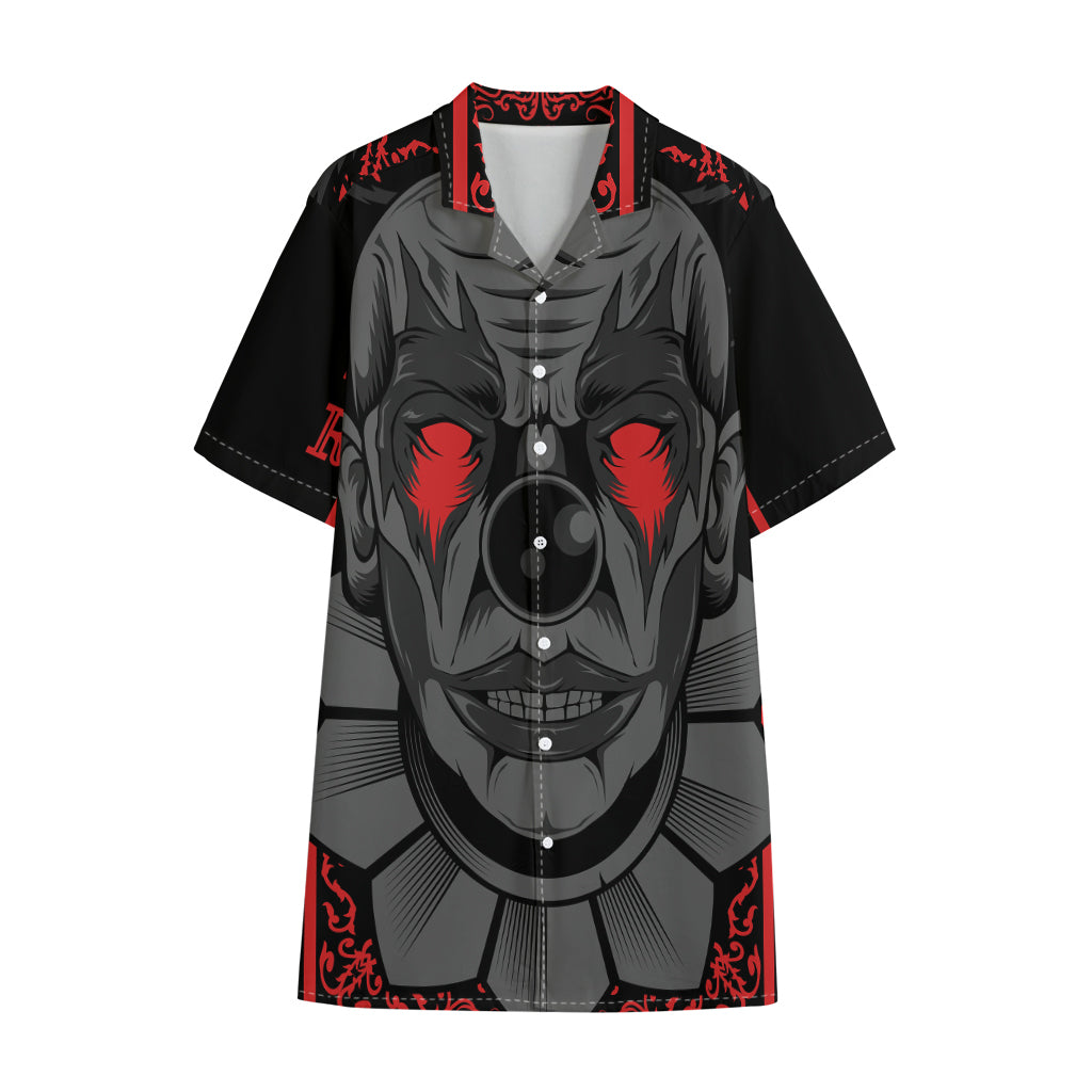 Scary Joker Card Print Cotton Hawaiian Shirt