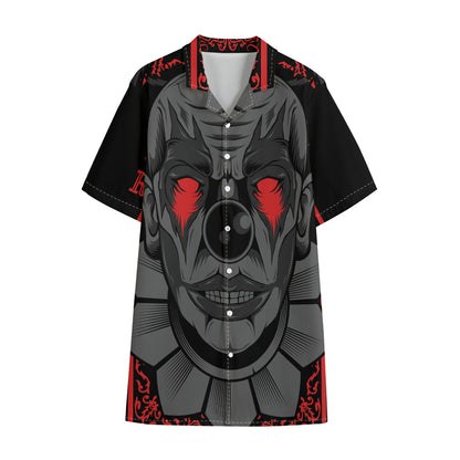 Scary Joker Card Print Cotton Hawaiian Shirt