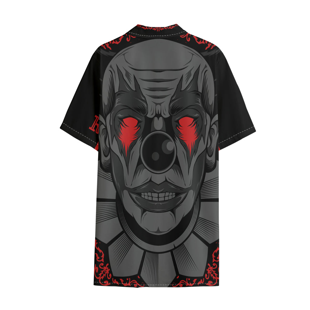 Scary Joker Card Print Cotton Hawaiian Shirt