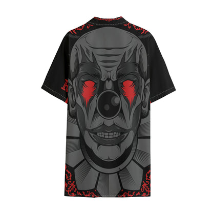 Scary Joker Card Print Cotton Hawaiian Shirt