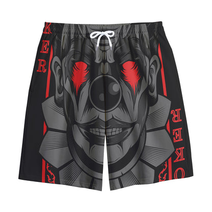 Scary Joker Card Print Cotton Shorts