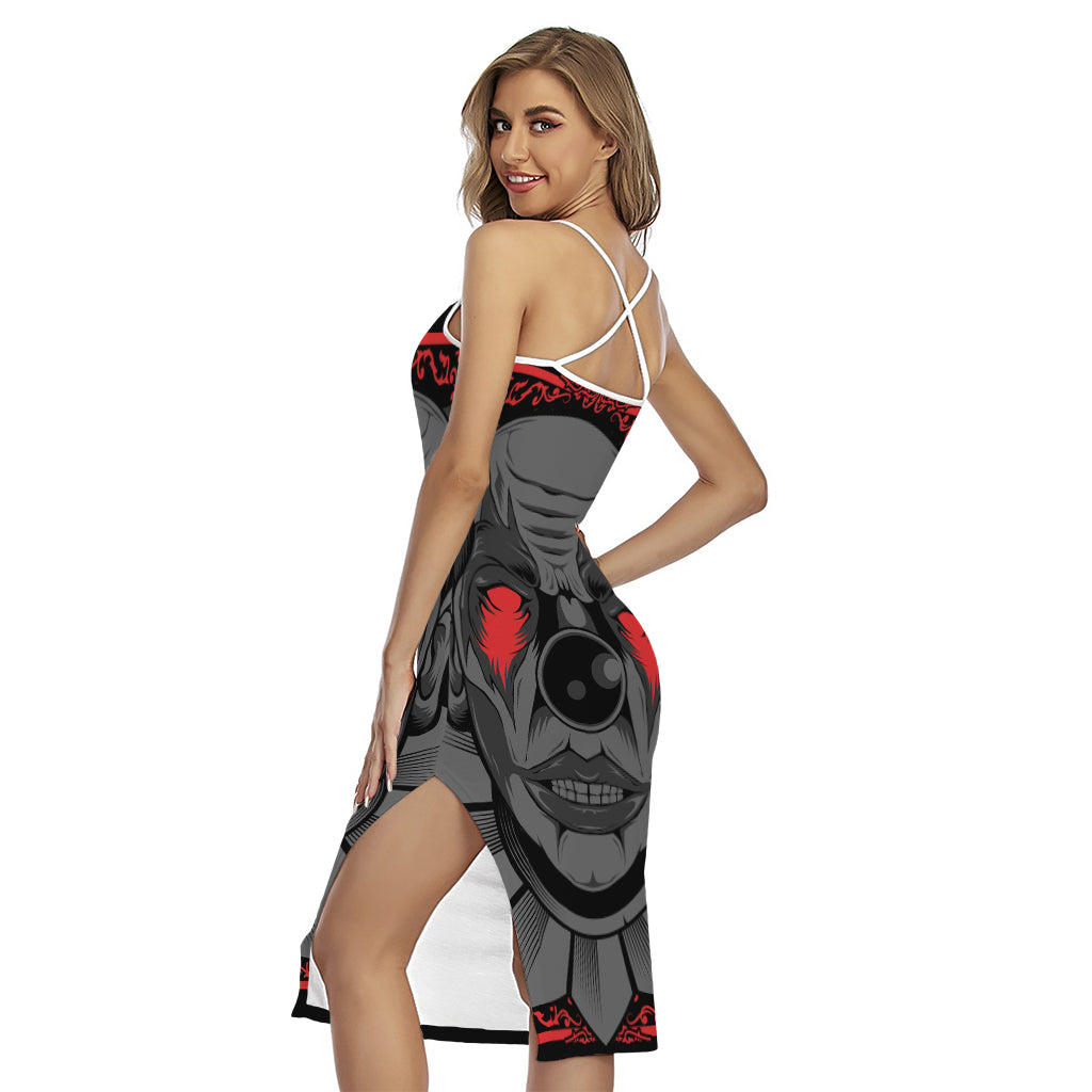 Scary Joker Card Print Cross Back Cami Dress