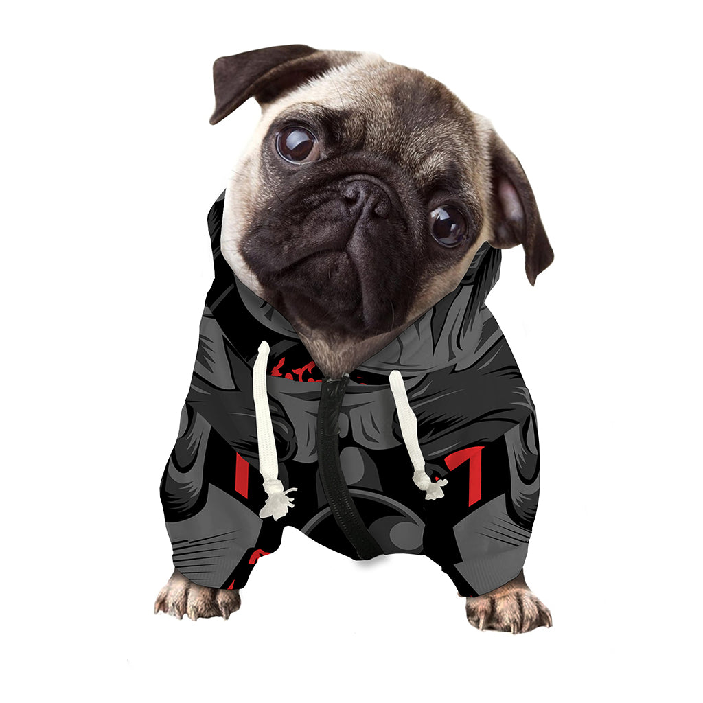 Scary Joker Card Print Dog Zip Up Hoodie