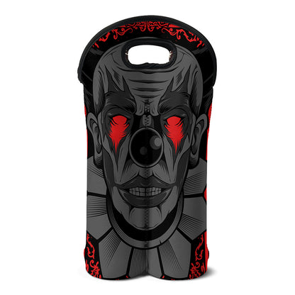 Scary Joker Card Print Double Neoprene Wine Tote
