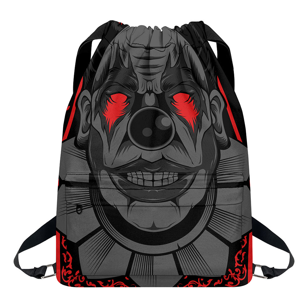 Scary Joker Card Print Drawstring Backpack