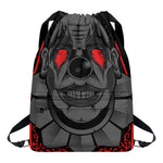 Scary Joker Card Print Drawstring Backpack