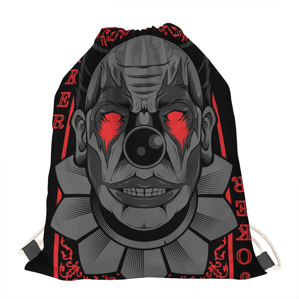 Scary Joker Card Print Drawstring Bag