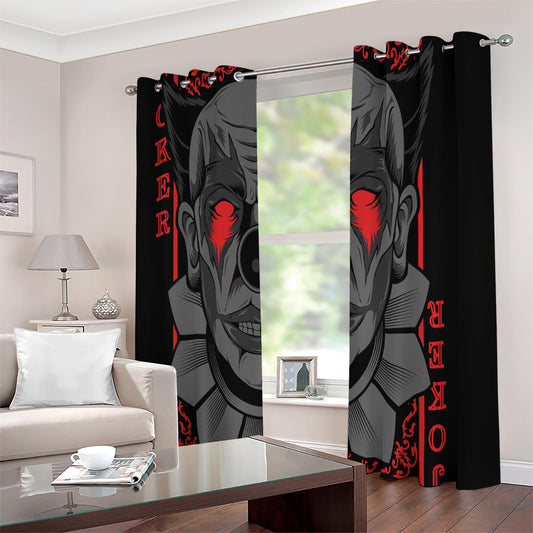 Scary Joker Card Print Extra Wide Grommet Curtains