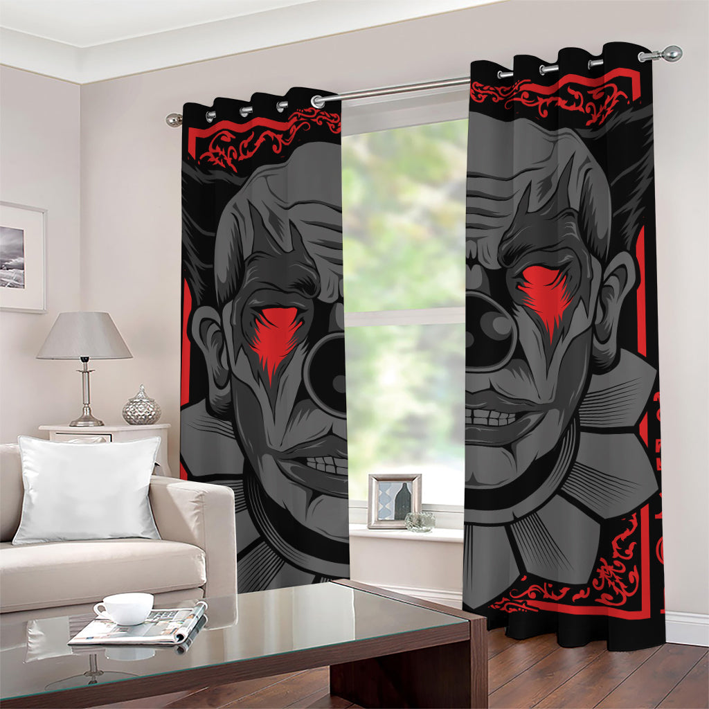 Scary Joker Card Print Grommet Curtains