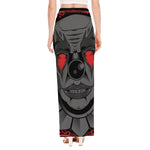 Scary Joker Card Print High Slit Maxi Skirt