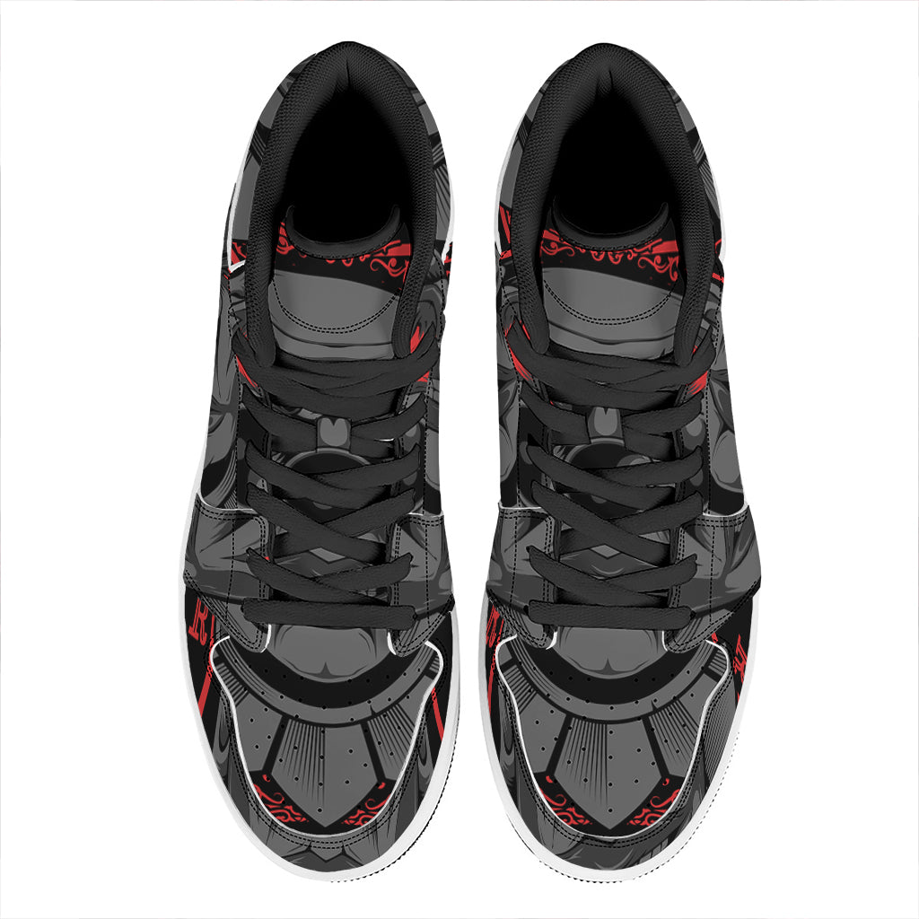 Scary Joker Card Print High Top Leather Sneakers