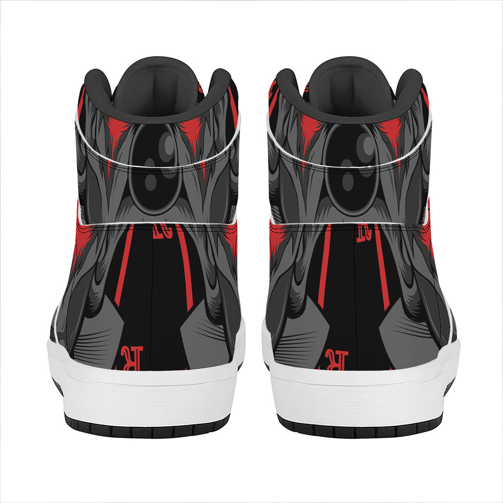 Scary Joker Card Print High Top Leather Sneakers