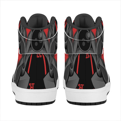 Scary Joker Card Print High Top Leather Sneakers