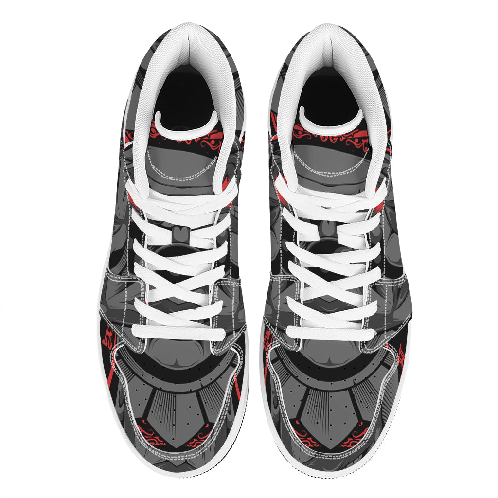 Scary Joker Card Print High Top Leather Sneakers
