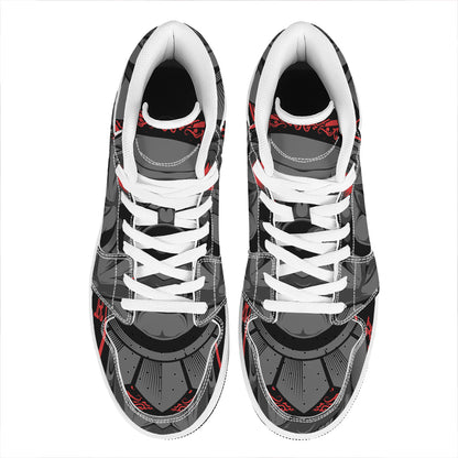 Scary Joker Card Print High Top Leather Sneakers