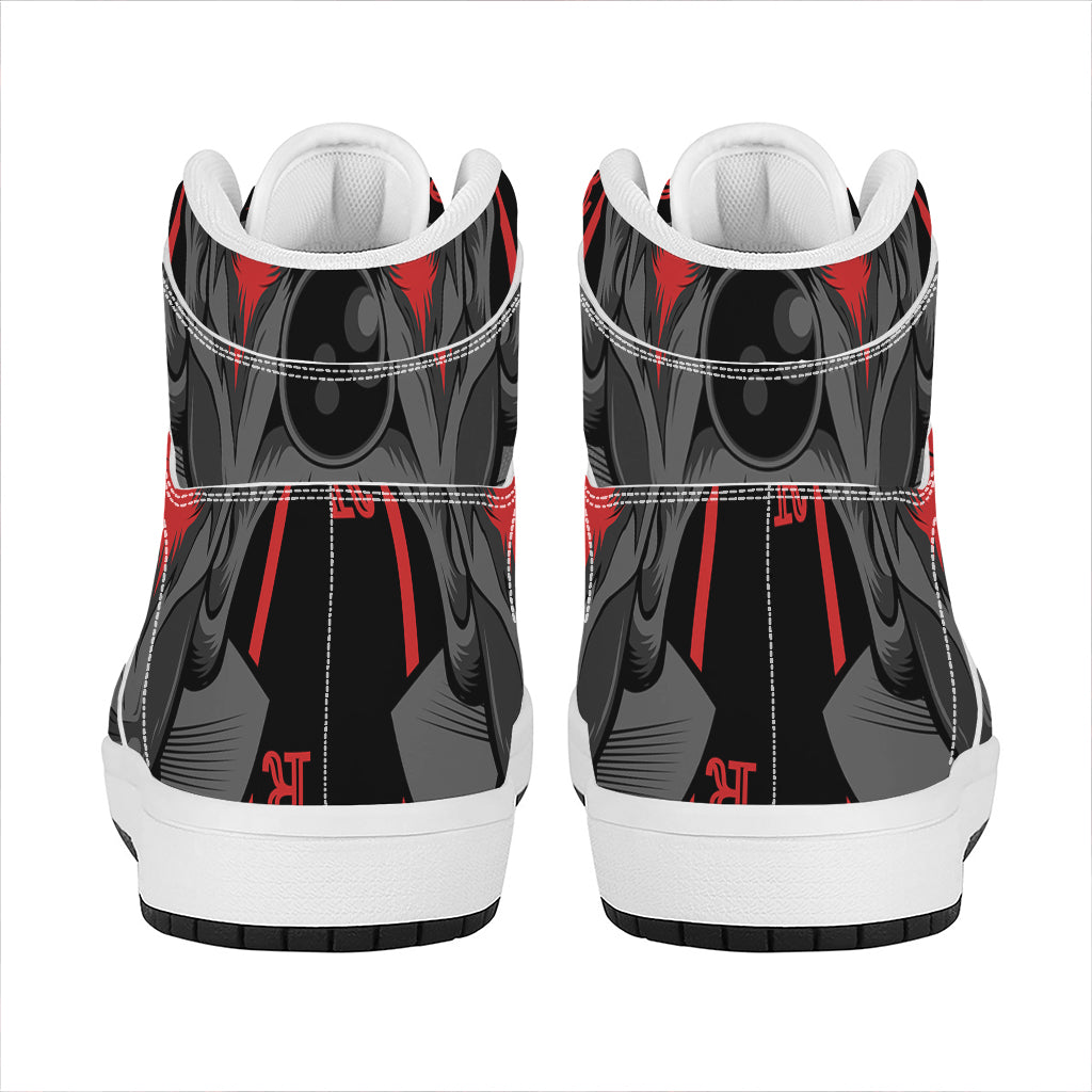 Scary Joker Card Print High Top Leather Sneakers