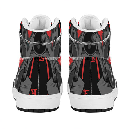 Scary Joker Card Print High Top Leather Sneakers
