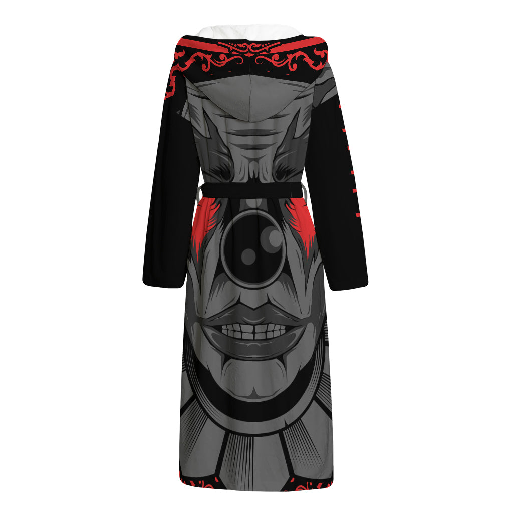 Scary Joker Card Print Hooded Bathrobe
