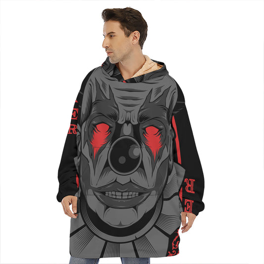 Scary Joker Card Print Hoodie Blanket