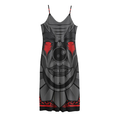 Scary Joker Card Print Jersey Midi Cami Dress