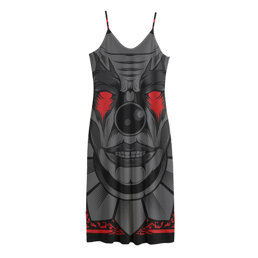 Scary Joker Card Print Jersey Midi Cami Dress
