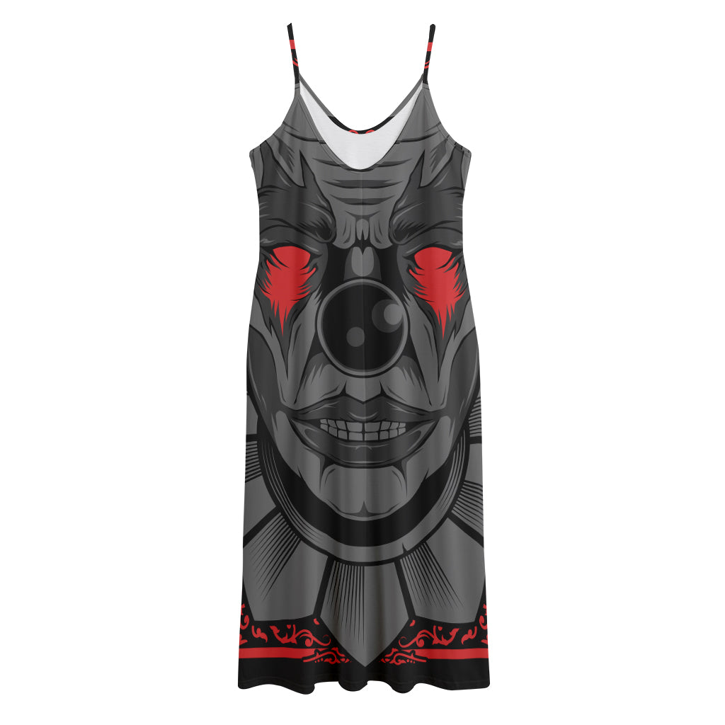 Scary Joker Card Print Jersey Midi Cami Dress