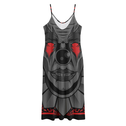 Scary Joker Card Print Jersey Midi Cami Dress