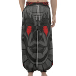 Scary Joker Card Print Lantern Pants
